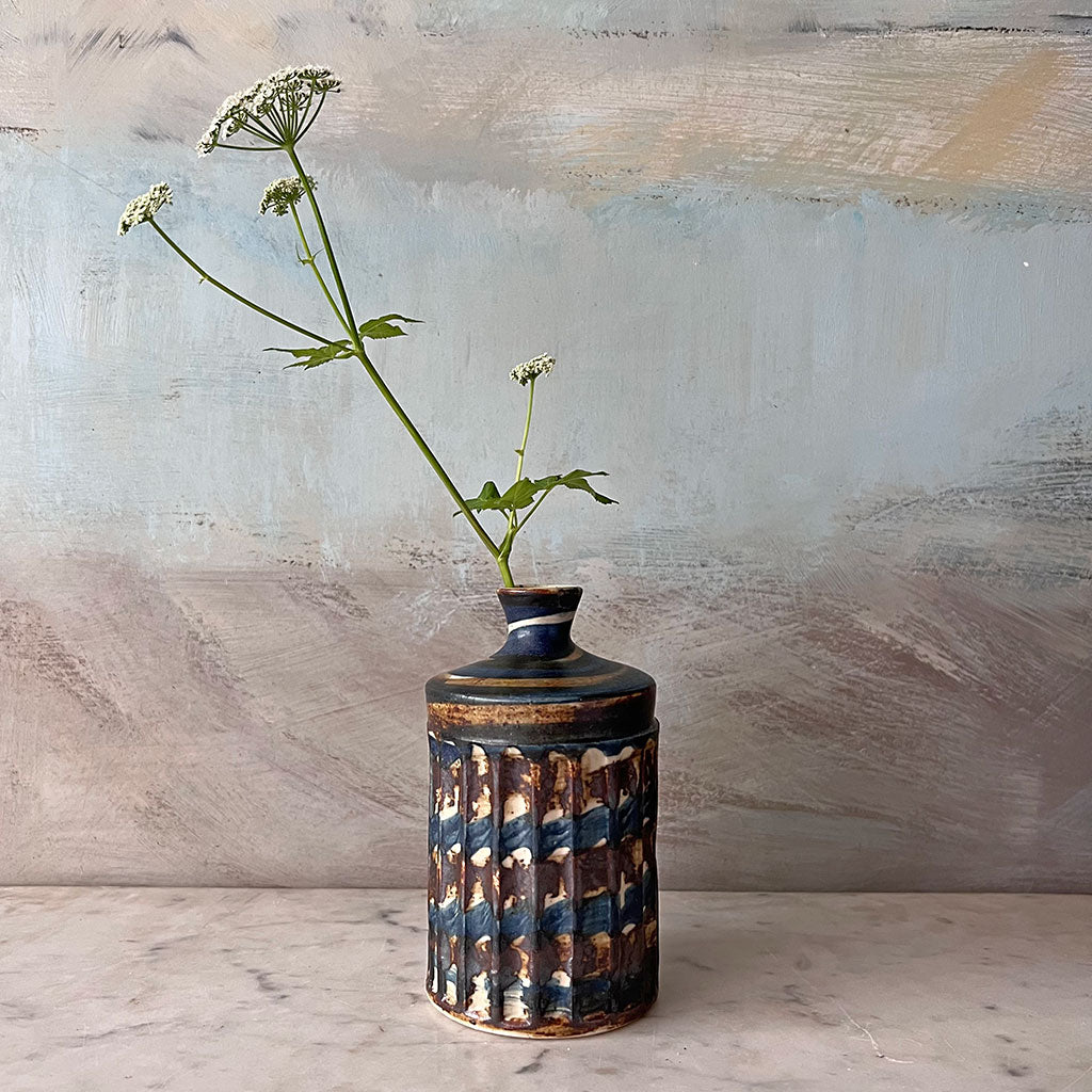Vintage Swirl Glaze Blue & Brown Vase – PATCH NYC
